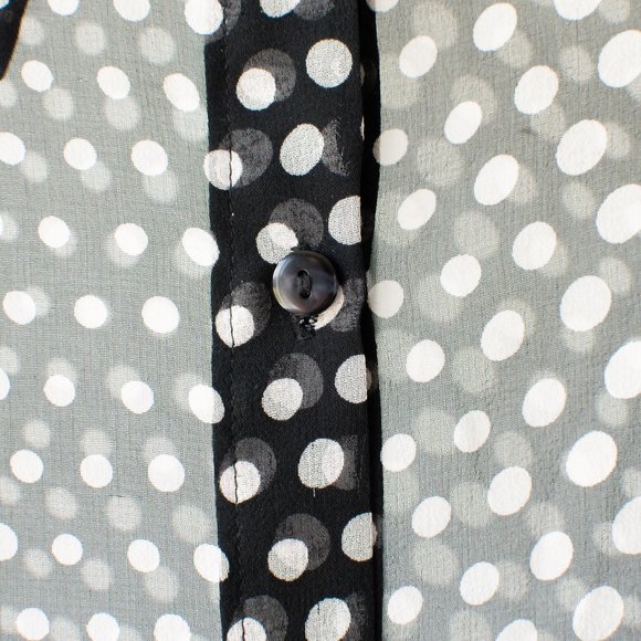 Silk peplum sleeveless black and white polka dot top size medium - Picture 9 of 15